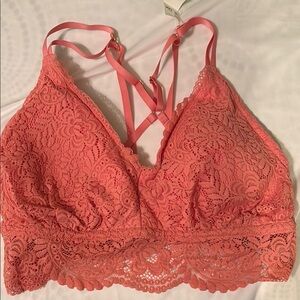 Aerie Lace Bralette in Coral Pink, XL